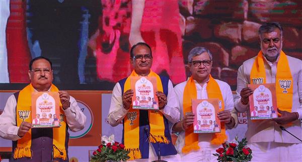MP Assembly polls: BJP releases manifesto; promises LPG cylinder at Rs 450, free education up to Class 12, higher MSP