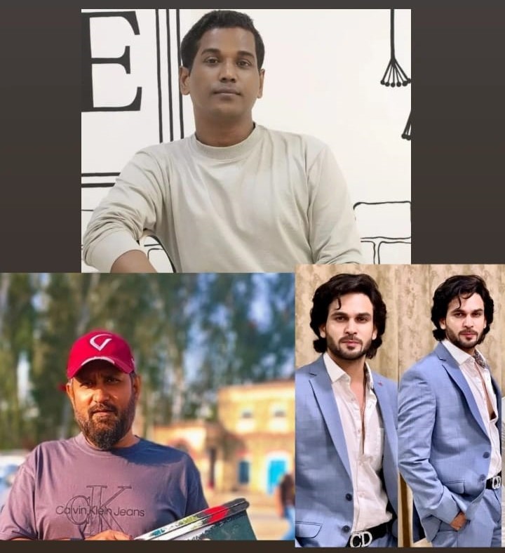 Mahesh Poojary, Tanveer Riyaz Syed and Gultesham Ali shooting an advertisement.
