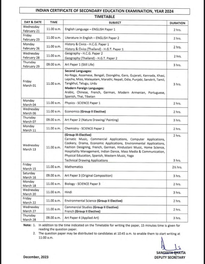 Class 10,12 Board Exams 2024 ICSE, ISC datesheet released; check here