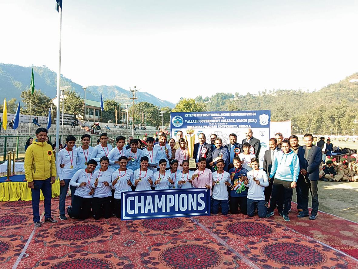 Hisar university team bags overall trophy at women football championship in Mandi