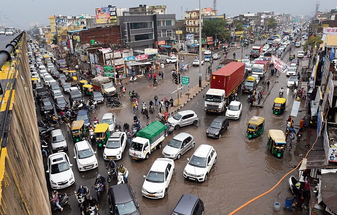 Rain spells chaos on roads in Mohali district