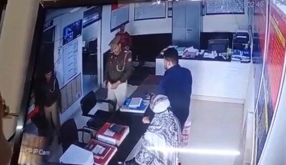 Caught on camera: Woman accidentally shot at police station in Aligarh