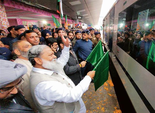 New Vande Bharat train gets warm welcome at Ambala Cantt station