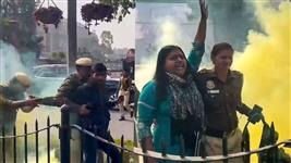 Twin security breach: Woman among two arrested for protesting outside Parliament with smoke-emitting cans; shout 'tanashahi nahi chalegi'