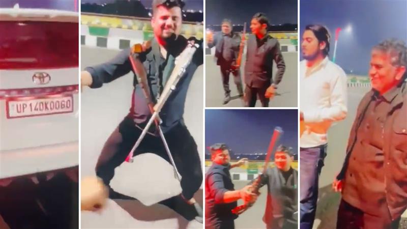 Viral video: Men dance with rifles while drinking in the middle of elevated road in UP's Ghaziabad