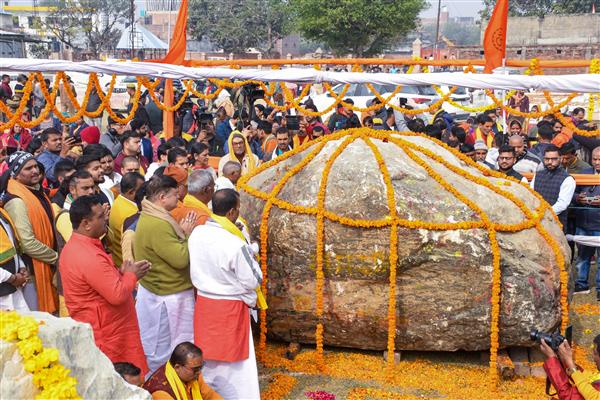 Sacred rocks for Lord Ram idol reach Ayodhya from Nepal; handed over to Ram Mandir Trust