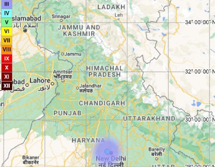 2.7 magnitude earthquake strikes Delhi