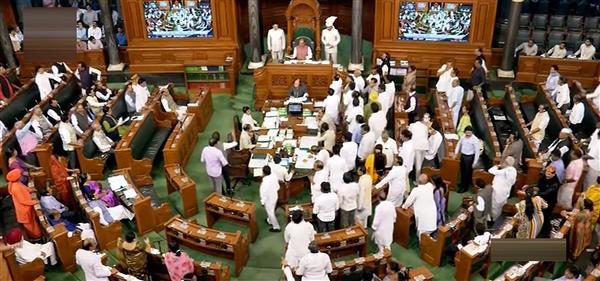 Lok Sabha adjourned for the day amid sloganeering over Rahul Gandhi's 'democracy-under-attack' remarks