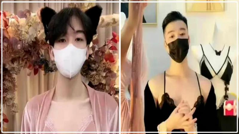 As China bans women from modelling for lingerie, men support industry by wearing ‘push-up bras’