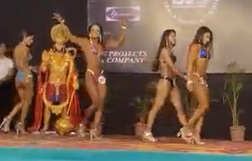 Watch: Women body builders pose in bikini in front of Lord Hanuman's idol