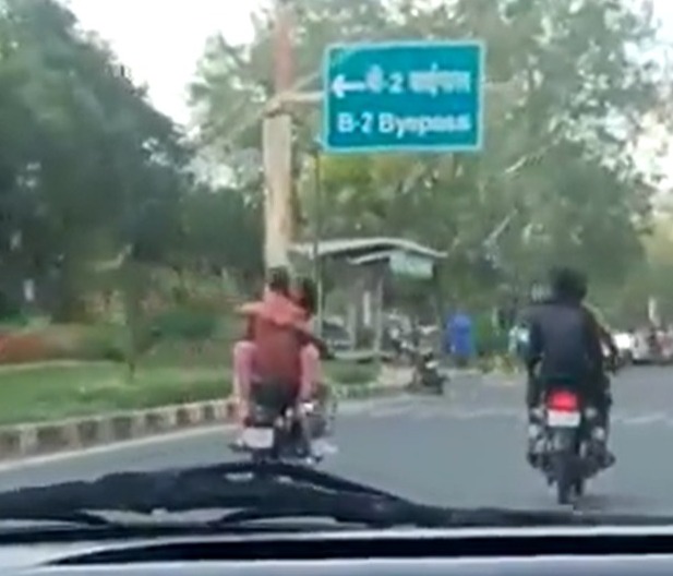 Watch: Video of Jaipur couple hugging each other on motorcycle on Holi eve goes viral, police take note