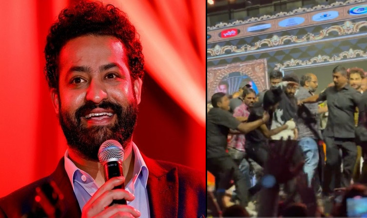 Jr NTR's fan eludes security, grabs him on stage: Here's how the actor reacts