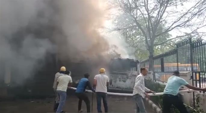 Two school buses parked on school premises catch fire in Gurugram