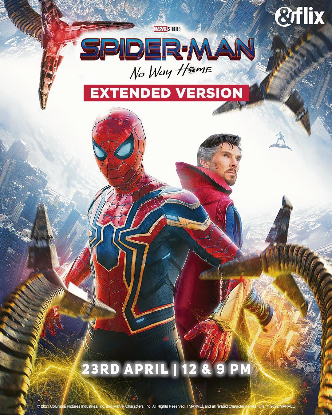 &flix to stream Spiderman: No Way Home: Extended Cut on April 23