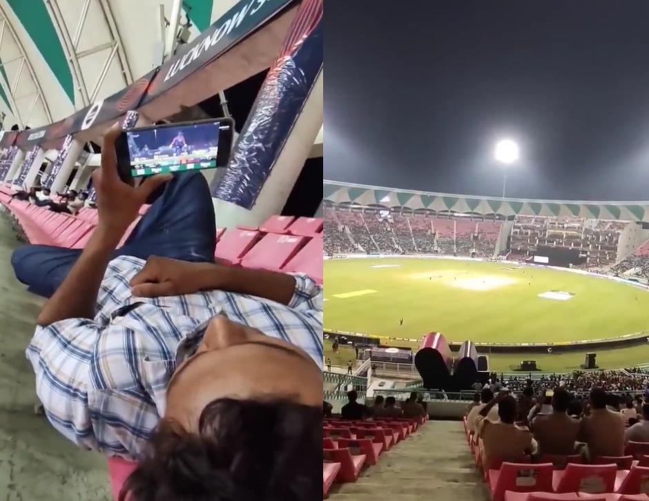 Viral video: Man watches IPL match on mobile phone despite being present inside the stadium, netizens in splits