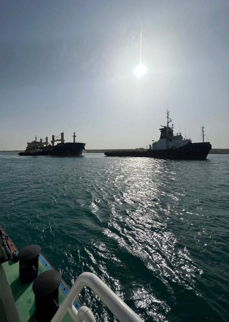Hong Kong-flagged vessel runs aground in Egypt’s vital Suez Canal
