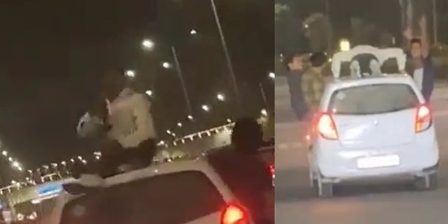 Viral Video: Man in Gurugram drinks alcohol on roof of moving car, traffic police issue challan