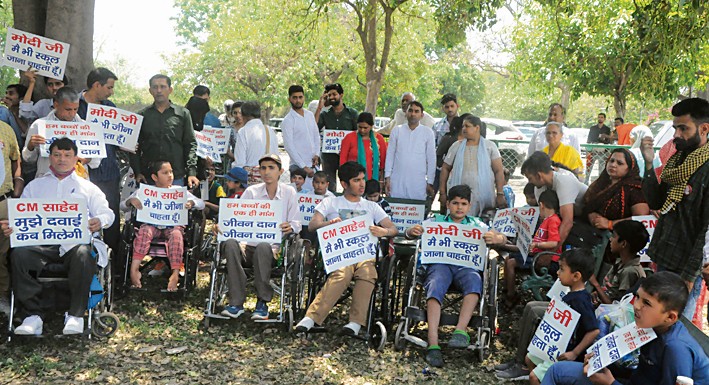 30 Haryana children suffering from muscular dystrophy protest in Chandigarh