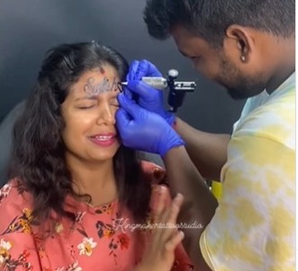 Bengaluru viral video: Woman gets her husband’s name inked on her forehead, netizens demand dislike button on social media