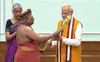 Adheenams from Tamil Nadu hand over ‘Sengol’ to PM Modi on the eve of new parliament building inauguration