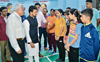 Anurag Thakur takes a break, spends time with shuttlers in Jalandhar