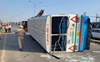 Close call for passengers as Haryana Roadways bus overturns at Zirakpur barrier near Chandigarh