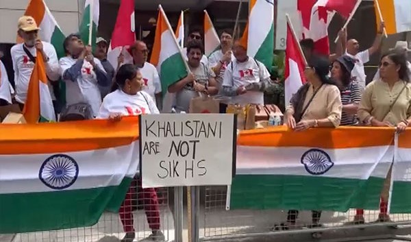 Indian community waves Tricolour outside consulate in Toronto countering pro-Khalistani protesters
