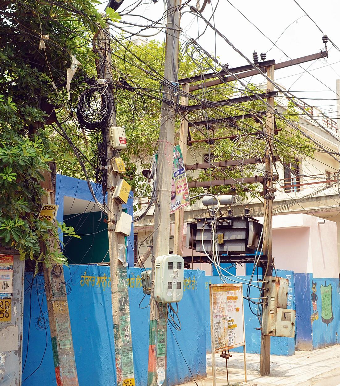 Transformer, maze of wires a safety risk at school entrance