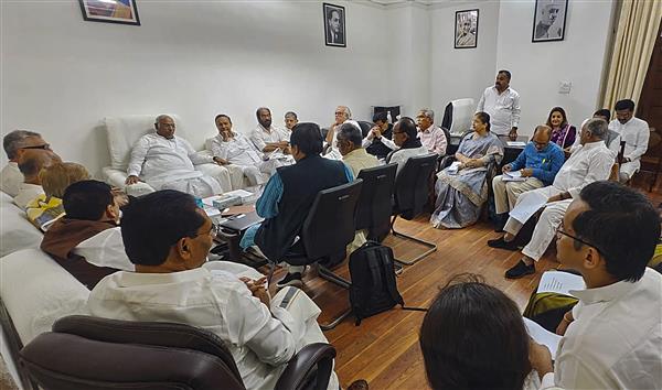 Opposition leaders meet at Kharge's chamber in Parliament, demand PM's statement in House on Manipur