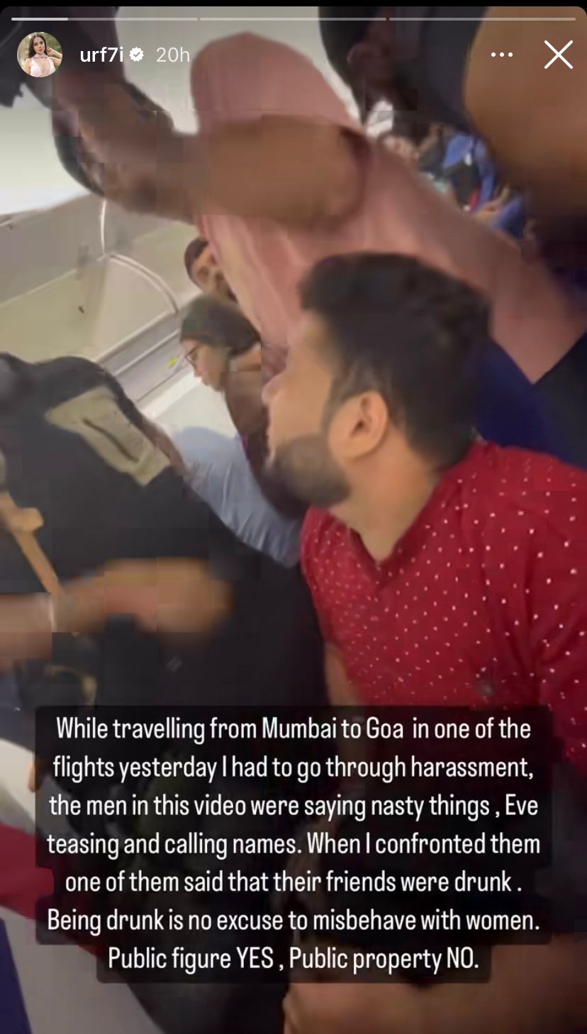 Urfi Javed posts video of 4 'drunk' men who harassed her on flight to Goa, says ‘I am public figure, not public property’