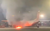 Grounded SpiceJet Q400 aircraft’s engine catches fire at Delhi airport