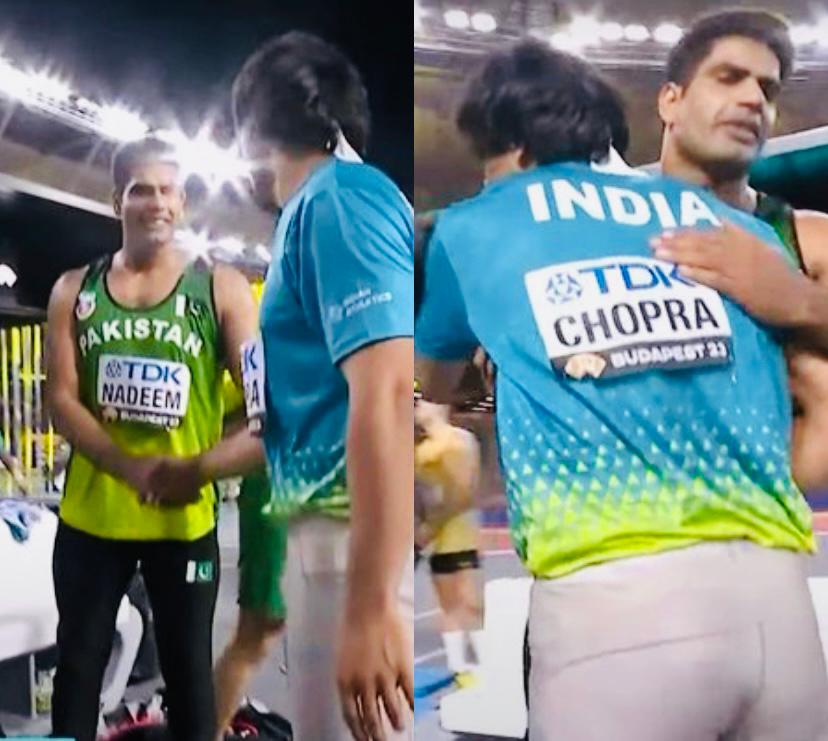 Watch Neeraj Chopra invite Pakistan's Arshad Nadeem under India flag in this beautiful video after javelin throw final