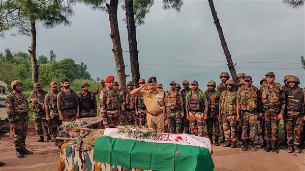 Wrapped in Tricolour, wreaths laid, Army personnel pay last respects to martyred dog ‘Kent’