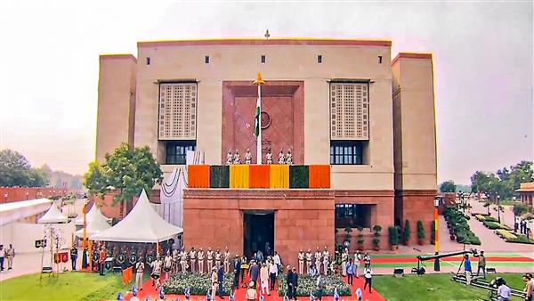 Rajya Sabha Chairman hoists National Flag at new Parliament building; Kharge gives a miss