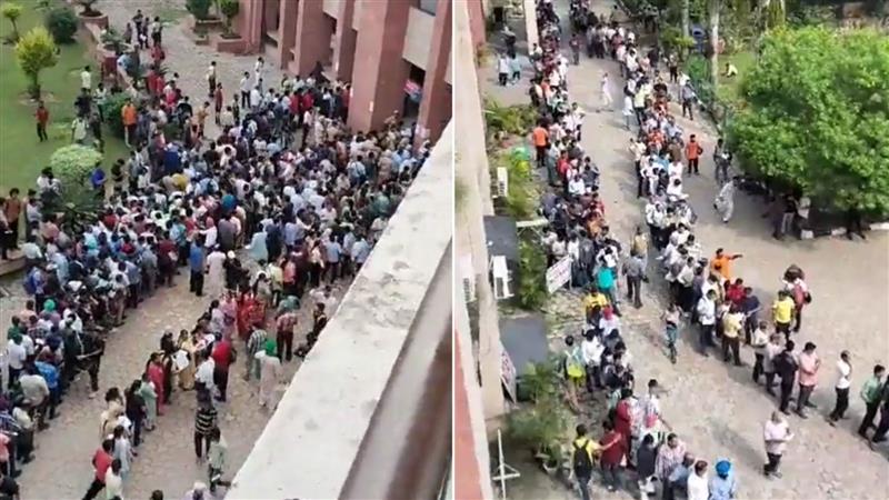 Serpentine queues seen as people throng Chandigarh District Court to pay traffic challans