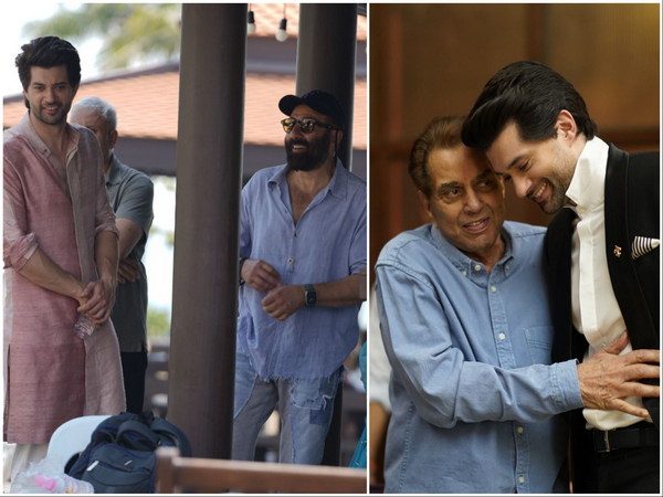 Dharmendra, Sunny Deol reach Rajveer's debut film set to show support, pics go viral