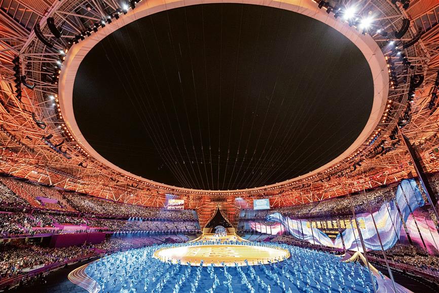 Futuristic ceremony wows, sends a message of unity and love as China declares Asiad open
