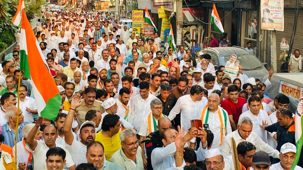 Bhupinder Hooda takes out march to mark first anniversary of Bharat Jodo Yatra