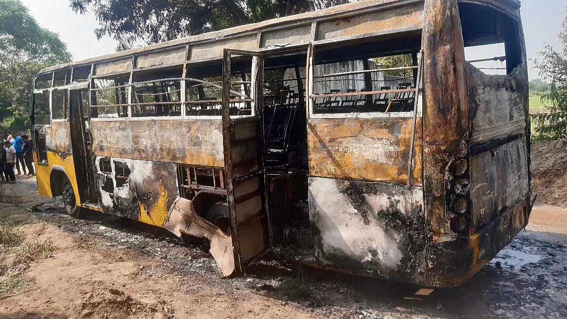 College bus gutted in Faridabad, students safe