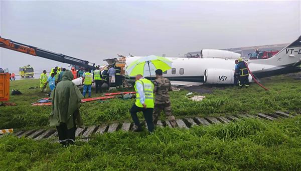 Small aircraft skids off runway at Mumbai airport amid heavy rain; 8 injured