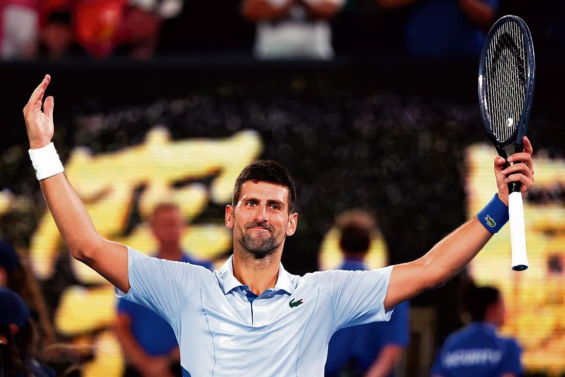 Novak Djokovic serves it hot