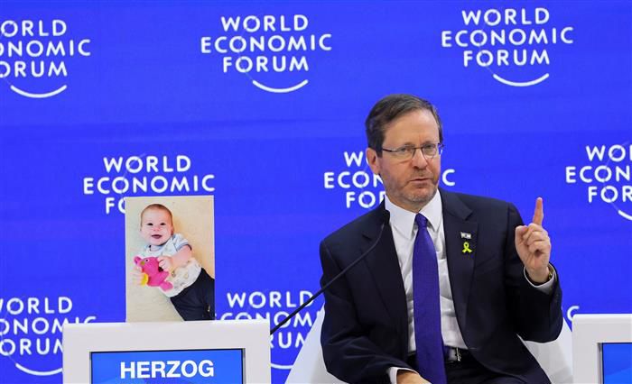 In Davos, Israel’s president Herzog calls ties with Saudi Arabia key to ending war in Gaza