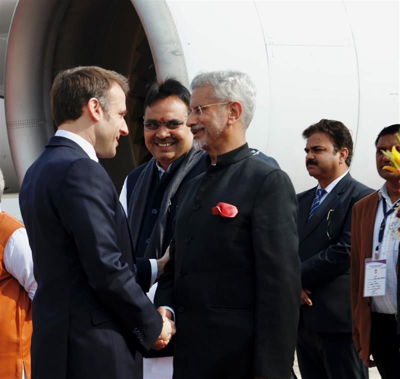 French President Macron arrives in Jaipur, visits Amber Fort; will participate in roadshow with PM Modi