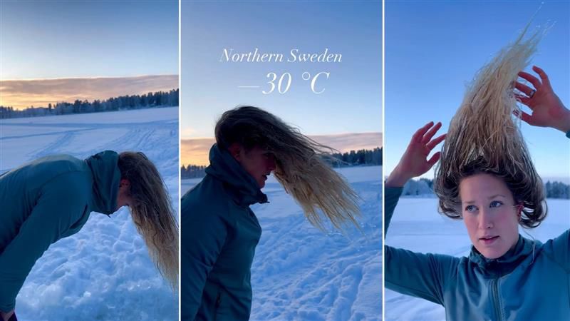 Chilling cold, watch how Swedish influencer’s hair freezes into ice crown as country records coldest night in 25 years