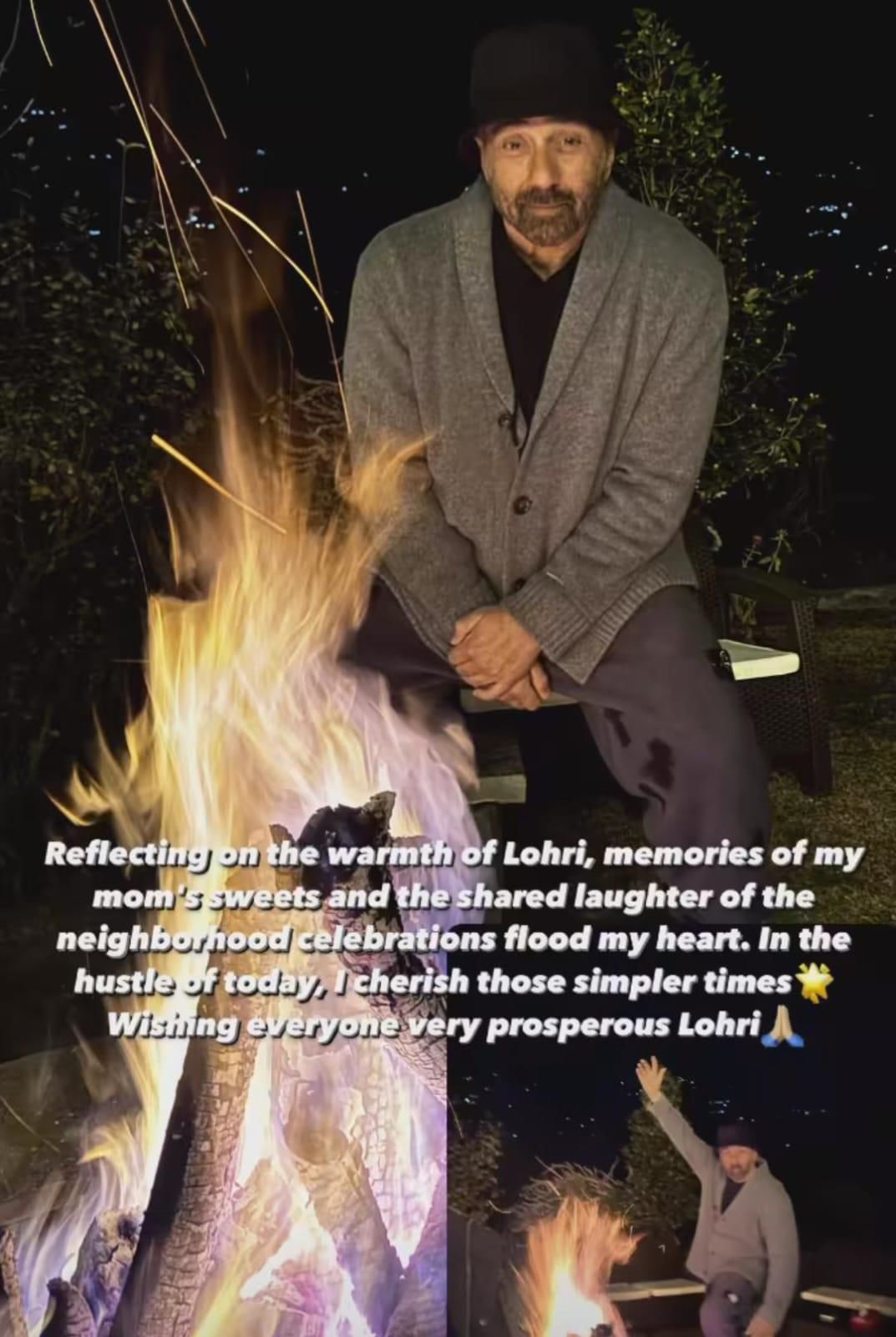 Sunny Deol reminisces about Lohri of ‘simpler times’, mom’s sweets; shares a happy picture of himself enjoying the festival