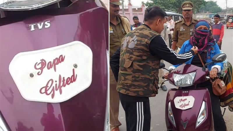 Lucknow’s ‘papa ki pari’ caught for riding without a helmet, but it is the number plate that shocks traffic police