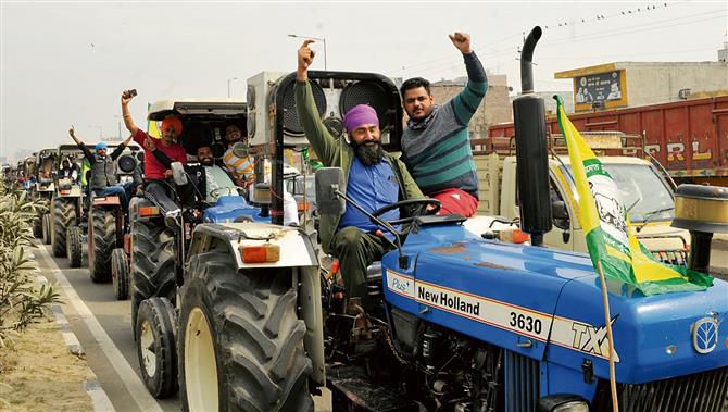 Samyukt Kisan Morcha takes out tractor march in Punjab over MSP