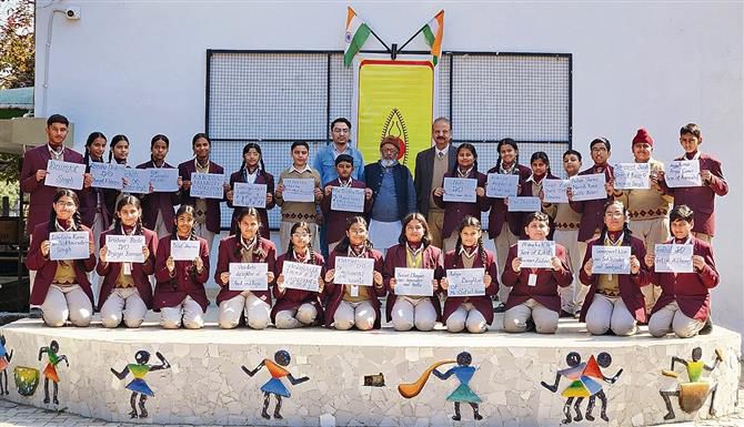Calligraphy workshop at St Vivekanand Millennium School, Pinjore