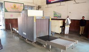 Baggage scanner machine at railway station lies defunct