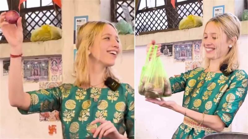 Russian girl goes viral for selling vegetables on Indian streets; her simplicity and playfulness makes her a hit